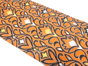 アンティーク　花更紗模様織り出し名古屋帯（着用可）